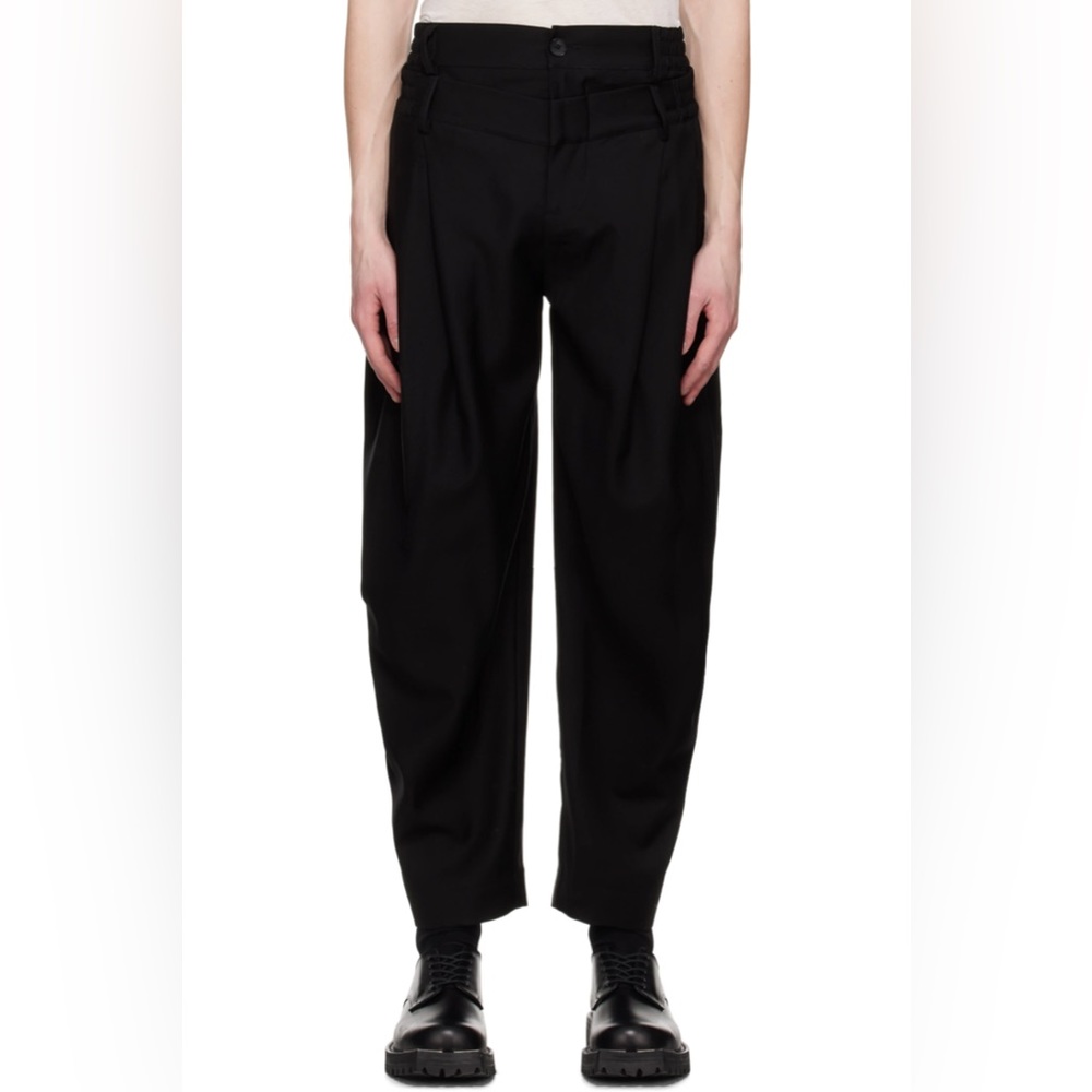 Nwt Feng Chen Wang black double waist trousers sz L